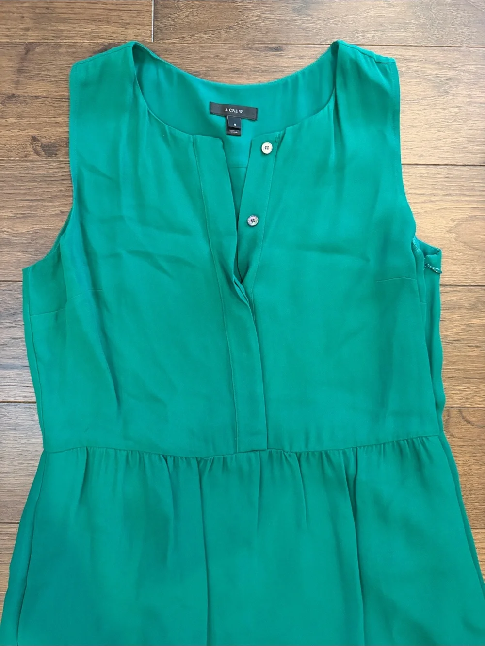 J. Crew Emerald Green Sleeveless V-Neck Dress Size 8 - C47-024 - Picture 3 of 13
